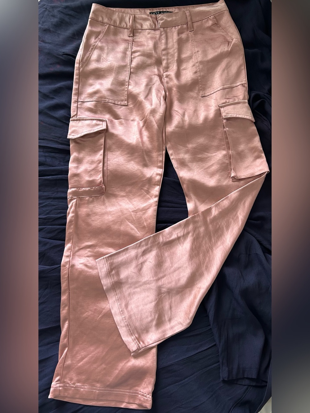 Hot Kiss Dusty Pink Satin-Look Pants